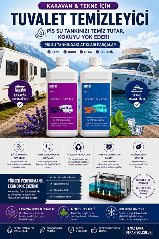 Aqua Rinse Lavender Karavan Tekne Tuvalet Kimyasalı - Atık Parçalayıcı (Lavanta) - Kasetli Tuvalet Uyumlu