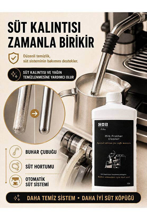 Profesyoneller Için Süt Köpürtücü Temizleme Solüsyonu - 1 Lt Delonghi  Philips  Siemens Uyumlu