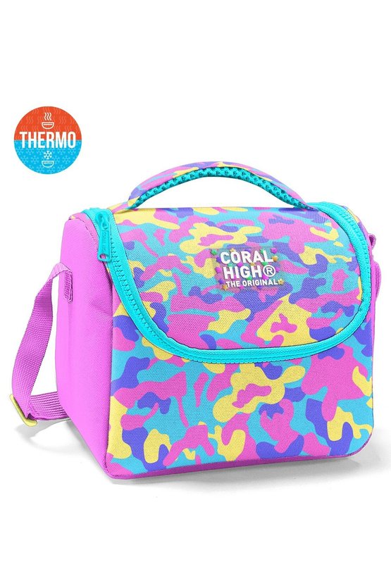 Kids Pembe Sarı Lavanta Kamuflaj Desenli 3’lü Okul Çanta Seti SET0133201