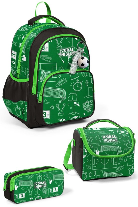 Kids Yeşil Futbol Desenli 3lü Okul Çanta Seti SET0133247