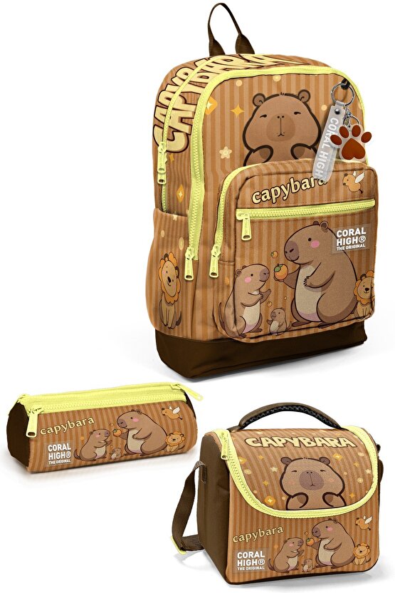 Kids Kapibara Desenli 3’lü Okul Çanta Seti SET0123783