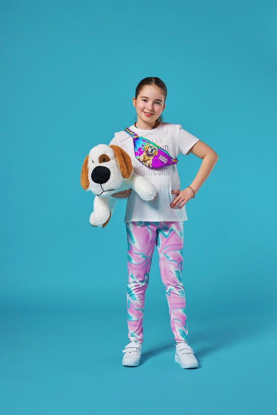 Kids Mor Pembe Köpek Desenli Bel Çantası 11525