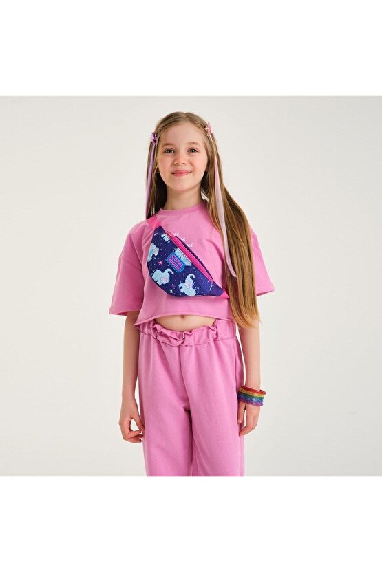 Kids Mor Pembe Fil Desenli Bel Çantası 12622