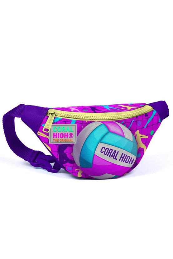 Kids Pembe Mor Voleybol Desenli Bel Çantası 11513