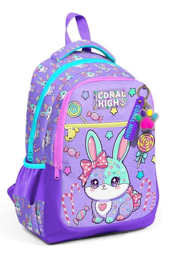 Kids Milka Su Yeşili Tavşan Desenli Üç Bölmeli Okul Sırt Çantası 33255