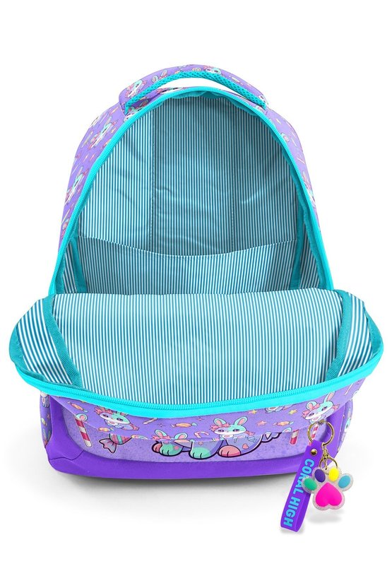 Kids Milka Su Yeşili Tavşan Desenli Üç Bölmeli Okul Sırt Çantası 33255
