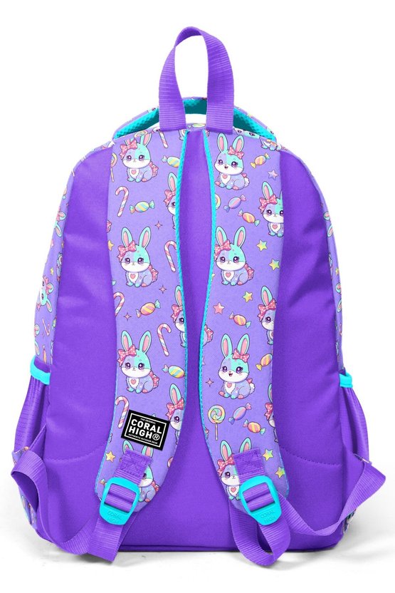 Kids Milka Su Yeşili Tavşan Desenli Üç Bölmeli Okul Sırt Çantası 33255