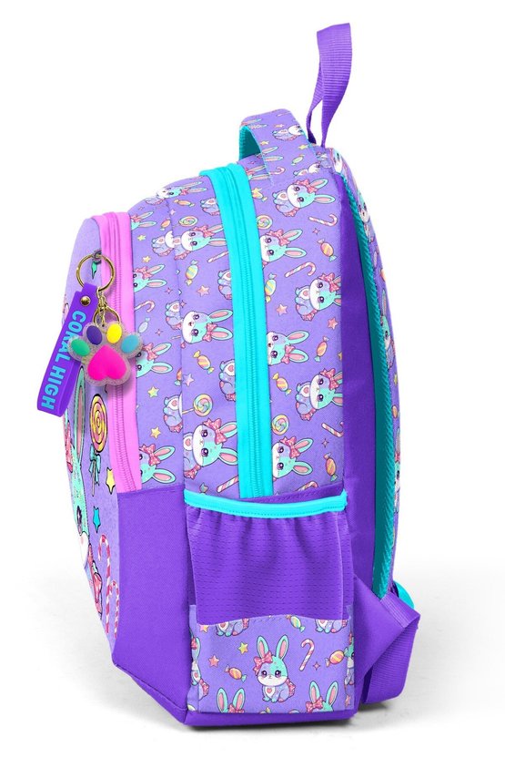 Kids Milka Su Yeşili Tavşan Desenli Üç Bölmeli Okul Sırt Çantası 33255
