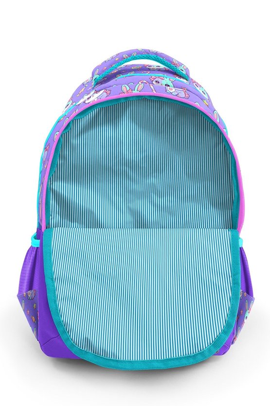 Kids Milka Su Yeşili Tavşan Desenli Üç Bölmeli Okul Sırt Çantası 33255