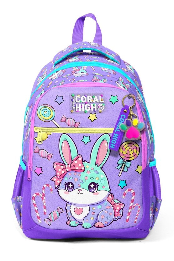 Kids Milka Su Yeşili Tavşan Desenli Üç Bölmeli Okul Sırt Çantası 33255