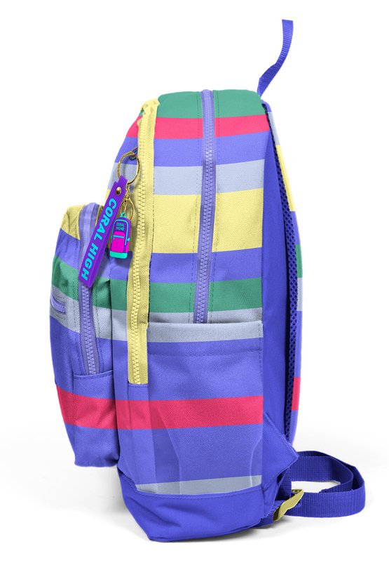 Kids Mor Sarı Lavanta Çizgi Desenli Okul Sırt Çantası 33202