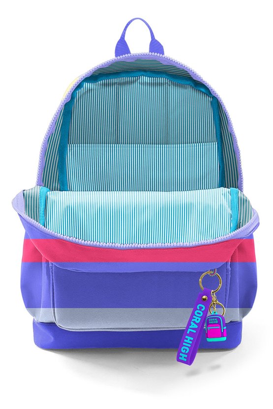 Kids Mor Sarı Lavanta Çizgi Desenli Okul Sırt Çantası 33202