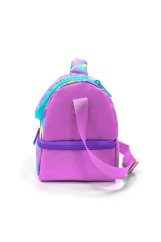 Kids Pembe Sarı Lavanta Kamuflaj Desenli Thermo İki Katlı Beslenme Çantası 37201