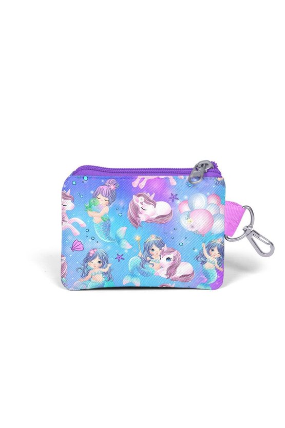 Kids Mor Pembe Unicorn Deniz Kızı Desenli Bozuk Para Çantası 21916