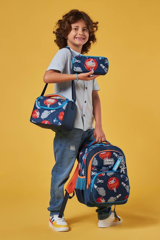 Kids Lacivert Mavi Astronot Desenli 3lü Okul Çanta Seti SET0123660