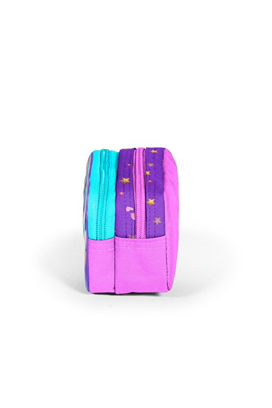 Mor Pembe Unicorn Dondurma Desenli Iki Bölmeli Kalem Çantası 12095