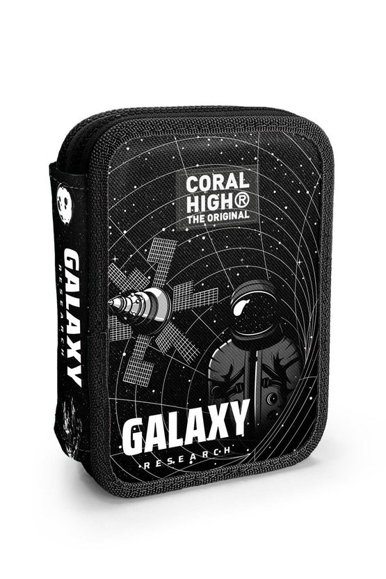 Siyah Galaxy Desenli Çift Katlı Kalem Çanta 11148