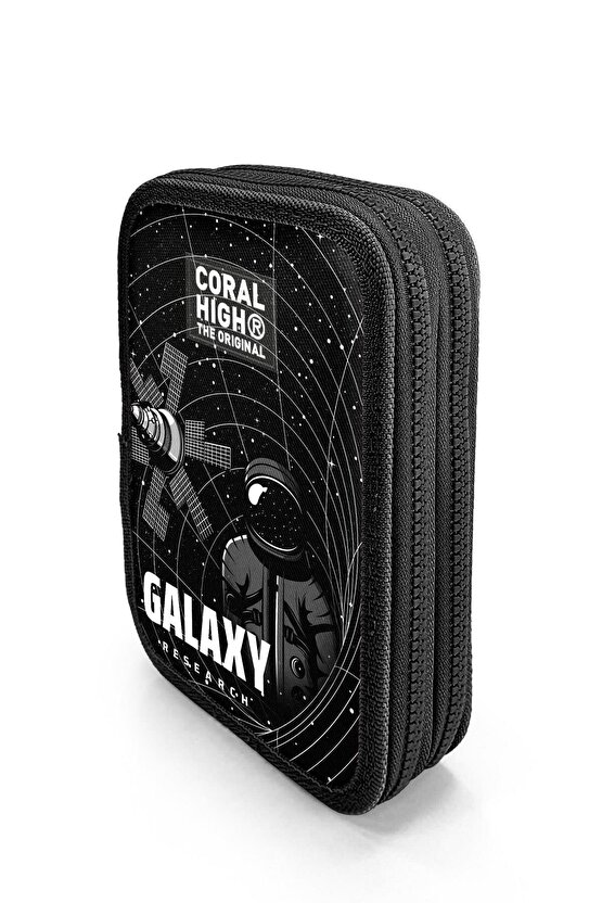 Siyah Galaxy Desenli Çift Katlı Kalem Çanta 11148