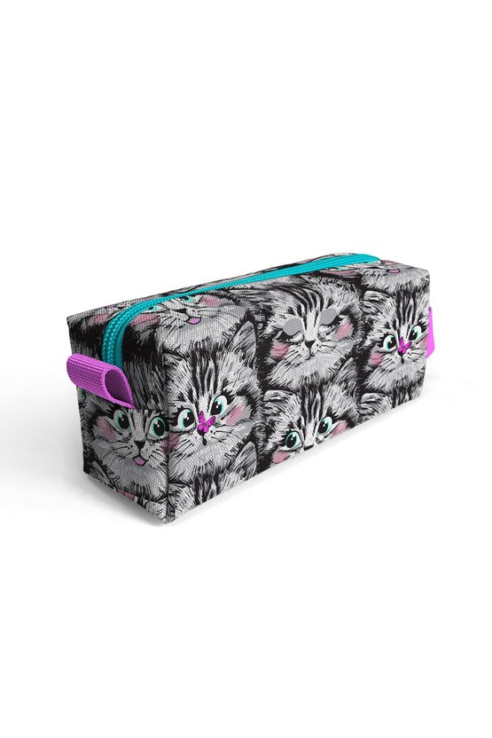 Kids Gri Kedi Desenli Kalem Çantası 22078