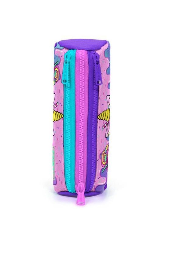 Kids Pembe Mor Milkshake Dondurma Desenli Üç Bölmeli Kalem Çantası 22049