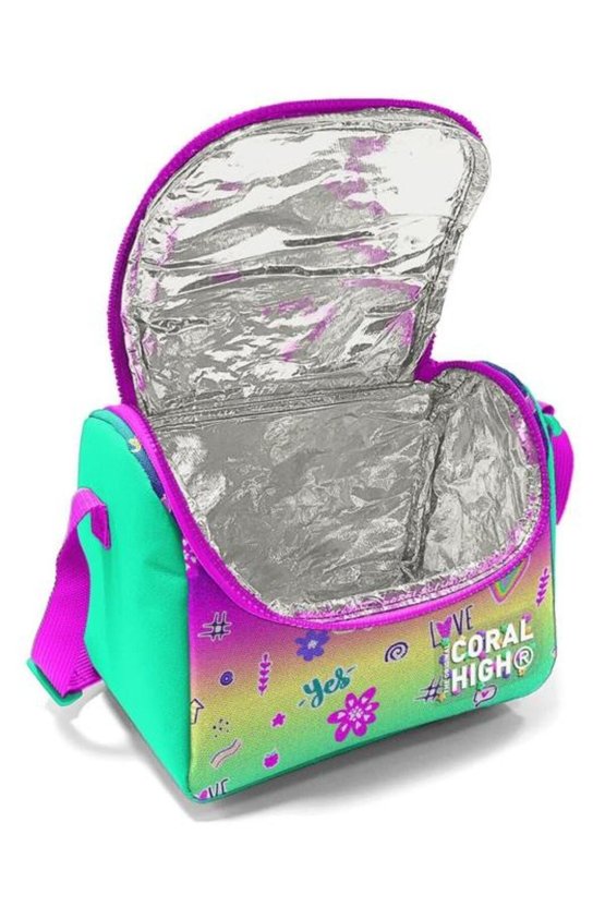 Kids Pembe Su Yeşili Flamingo Desenli Thermo Beslenme Çantası 11880