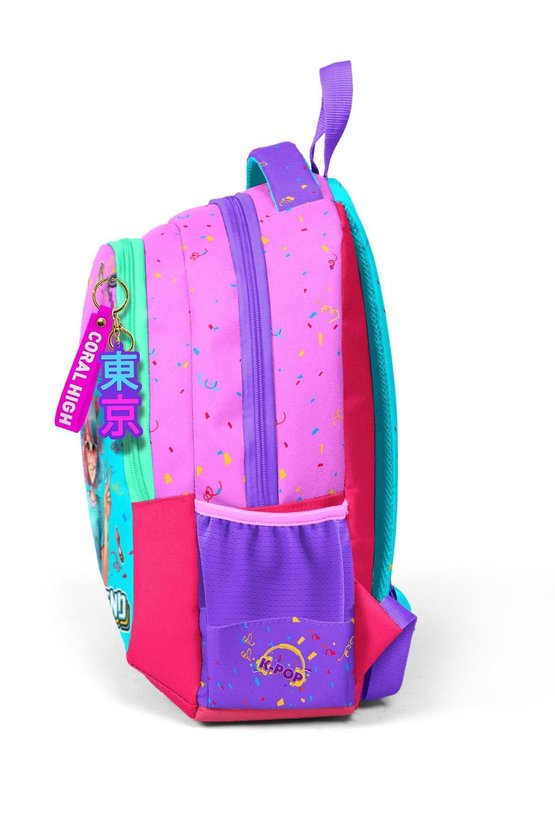 Kids Pembe Turkuaz K-Pop Desenli Üç Bölmeli Okul Sırt Çantası 14427