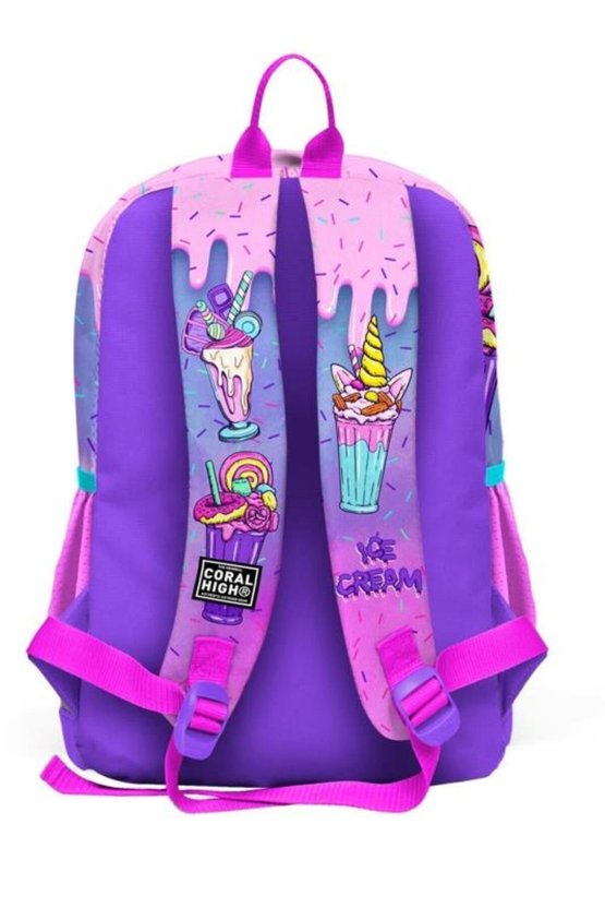 Kids Pembe Mor Milkshake Dondurma Desenli Okul Sırt Çantası 23749