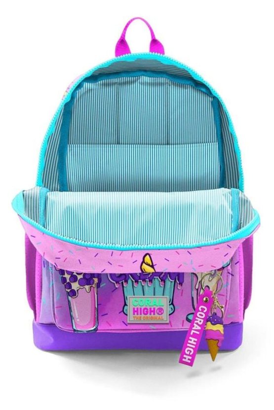 Kids Pembe Mor Milkshake Dondurma Desenli Okul Sırt Çantası 23749