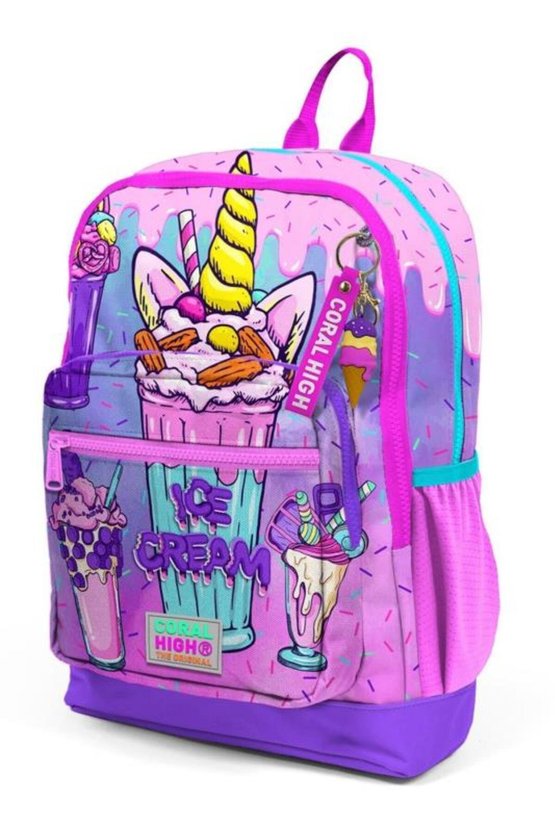 Kids Pembe Mor Milkshake Dondurma Desenli Okul Sırt Çantası 23749