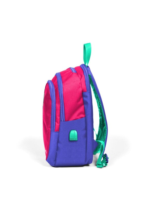 Sport Neon Mercan Lavanta Beş Bölmeli Usb Şarjlı Kulaklık Çıkışlı Sırt Çantası 23244