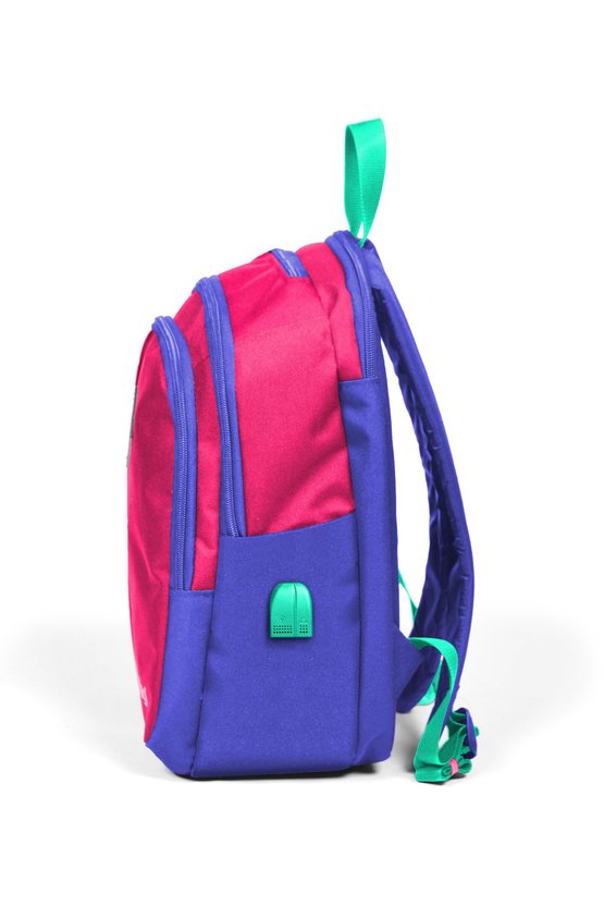 Sport Neon Mercan Lavanta Beş Bölmeli Usb Şarjlı Kulaklık Çıkışlı Sırt Çantası 23244