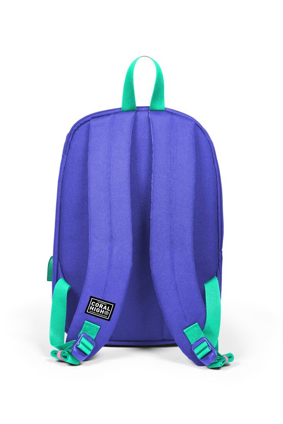 Sport Neon Mercan Lavanta Beş Bölmeli Usb Şarjlı Kulaklık Çıkışlı Sırt Çantası 23244