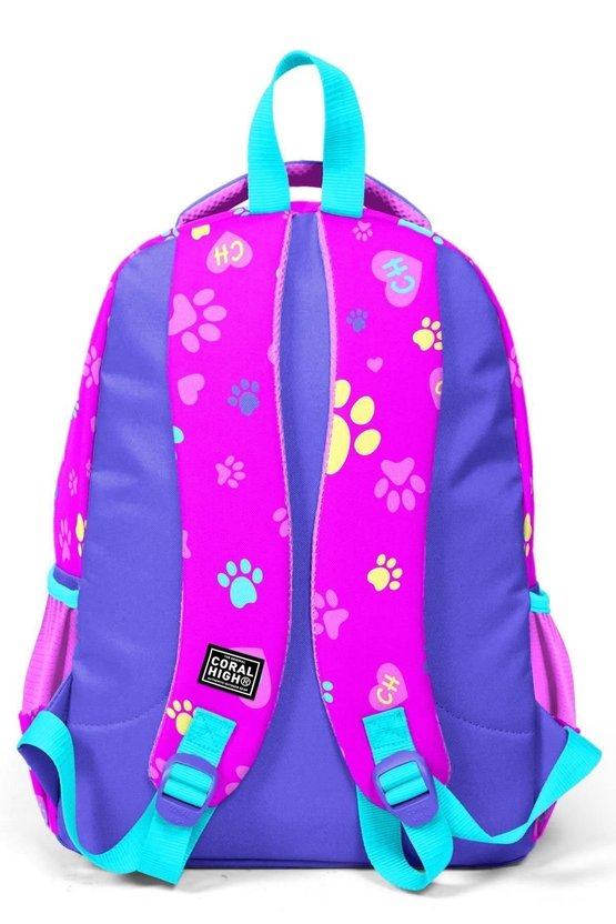Kids Kedi Köpek Desenli Üç Bölmeli Okul Sırt Çantası 23646