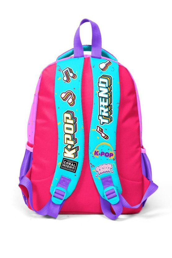 GOSHOPYA Pembe Turkuaz K-Pop Desenli 3’lü Okul Çanta Seti GOSET0114427