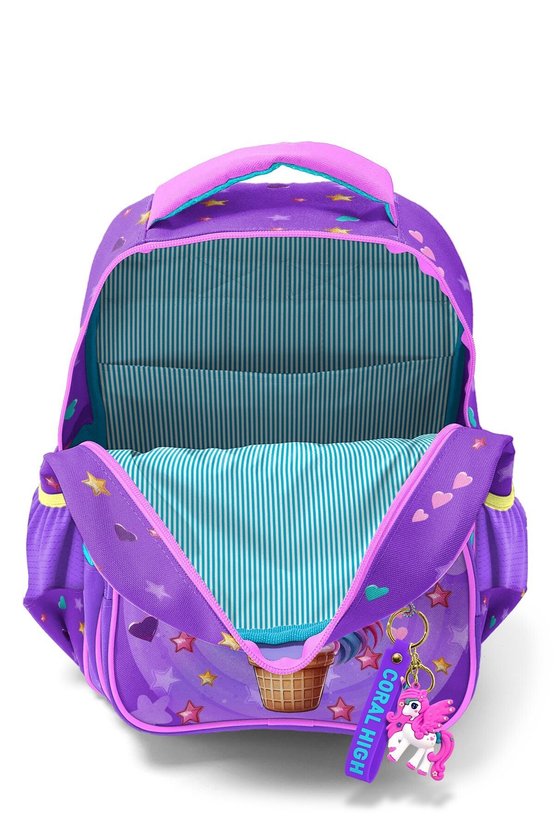 Kids Mor Pembe Unicorn Dondurma Desenli 3 lü Okul Çanta Seti SET0114421