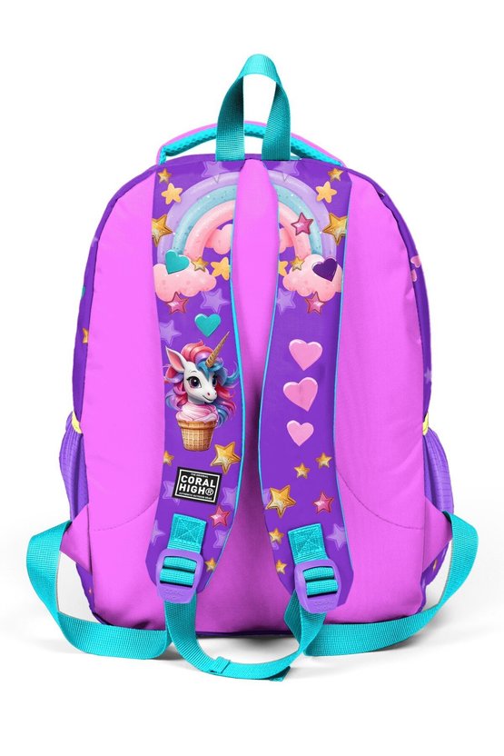 Kids Mor Pembe Unicorn Dondurma Desenli 3 lü Okul Çanta Seti SET0114421