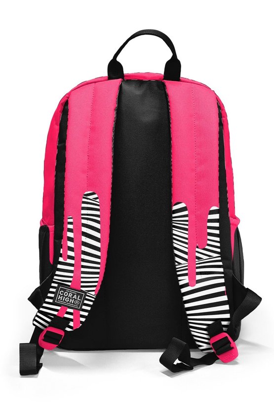 Pembe Siyah Beyaz Desenli 3 lü Okul Çanta Seti SET0123678