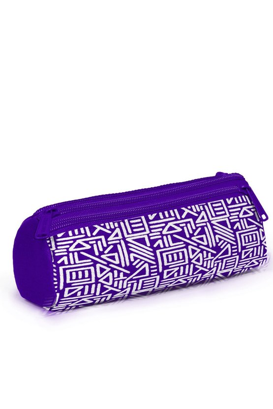 Mor Beyaz Geometrik Desenli 3 lü Okul Çanta Seti SET0123683