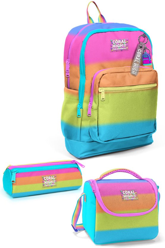 Kids Renkli Çizgili 3 lü Okul Çanta Seti SET0123770