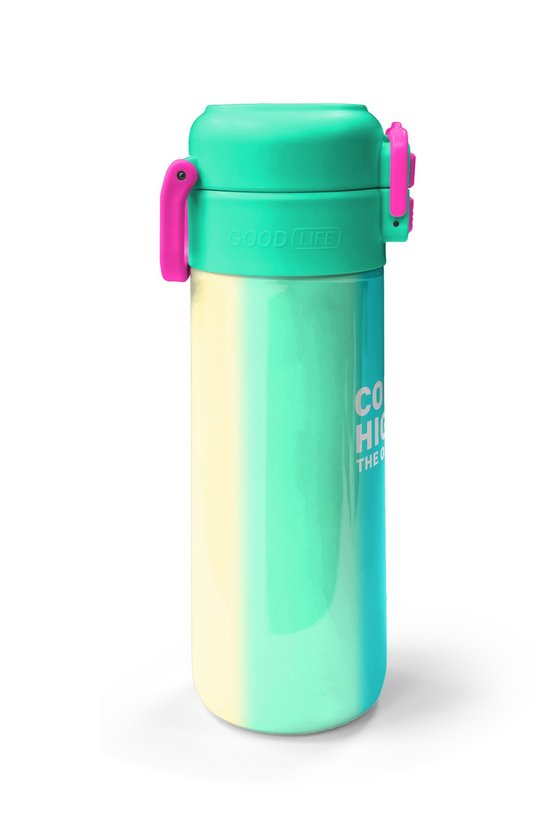 Kids Renkli Çizgili Pipetli ve Direkt İçim Çelik Termos 500 ml 31844