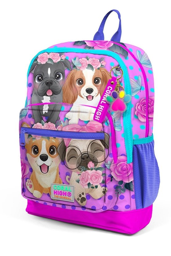 Kids Pembe Köpek Desenli 3LÜ Okul Çantası SETİ