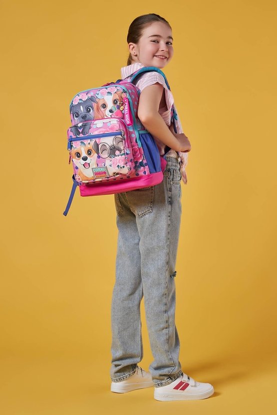 Kids Pembe Köpek Desenli 3LÜ Okul Çantası SETİ
