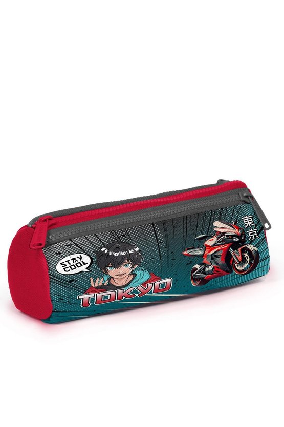 Kids Gri Nefti Anime Motorsiklet Desenli 3’lü Okul Çanta Seti SET0123764