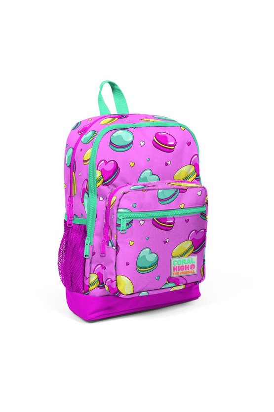 Kids Açık Pembe Su Yeşili Makaron Desenli 3’lü Okul Çanta Seti SET0123462