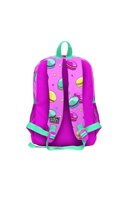 Kids Açık Pembe Su Yeşili Makaron Desenli 3’lü Okul Çanta Seti SET0123462