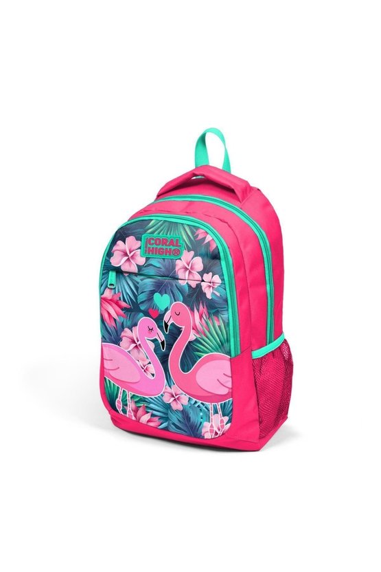 Kids Neon Mercan Su Yeşili Flamingo Desenli 2li Okul Çanta Seti SET0214377