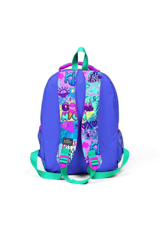 Kids Lavanta Su Yeşili Grafiti Desenli 2li Okul Çanta Seti SET0214414