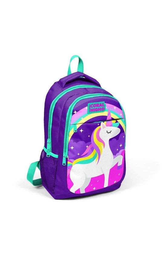 Kids Mor Su Yeşili Unicorn Desenli Usbli 2li Okul Çanta Seti SET0223415