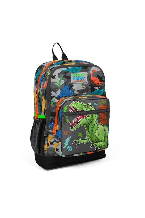 Kids Siyah Gri Dinozor Desenli USBli 3’lü Okul Çanta Seti SET0123844