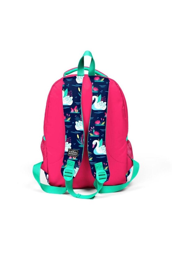 Kids Neon Mercan Lacivert Kuğu Desenli 3lü Okul Çanta Seti GOSET0123402